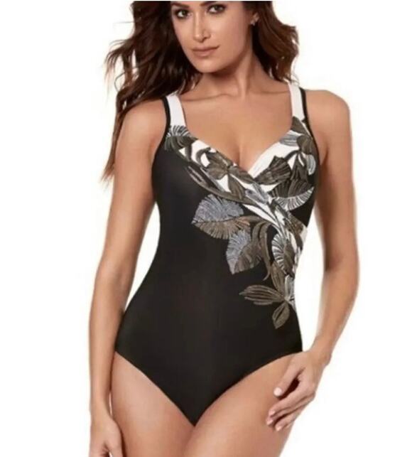 Miraclesuit Other - Miraclesuit Size 12 It’s A Wrap Swimsuit Estilo Petal to the Metal Black & Gold